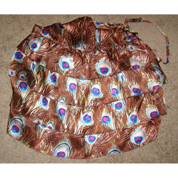 Nwt BILINGUAL silk dress Peacock print sz 8 - Picture 7 of 7